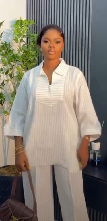 Soft white linen tunic and trouser set